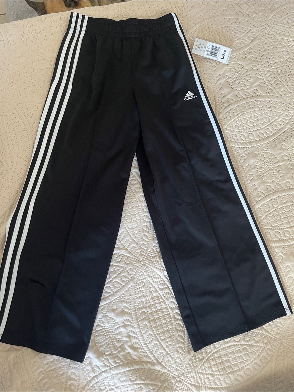 adidas Girls Black Kids Joggers with White Three Stripes